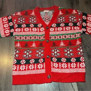 🎄Merry Christmas by Poof New York, Red Christmas Sweater/Cardigan size Large